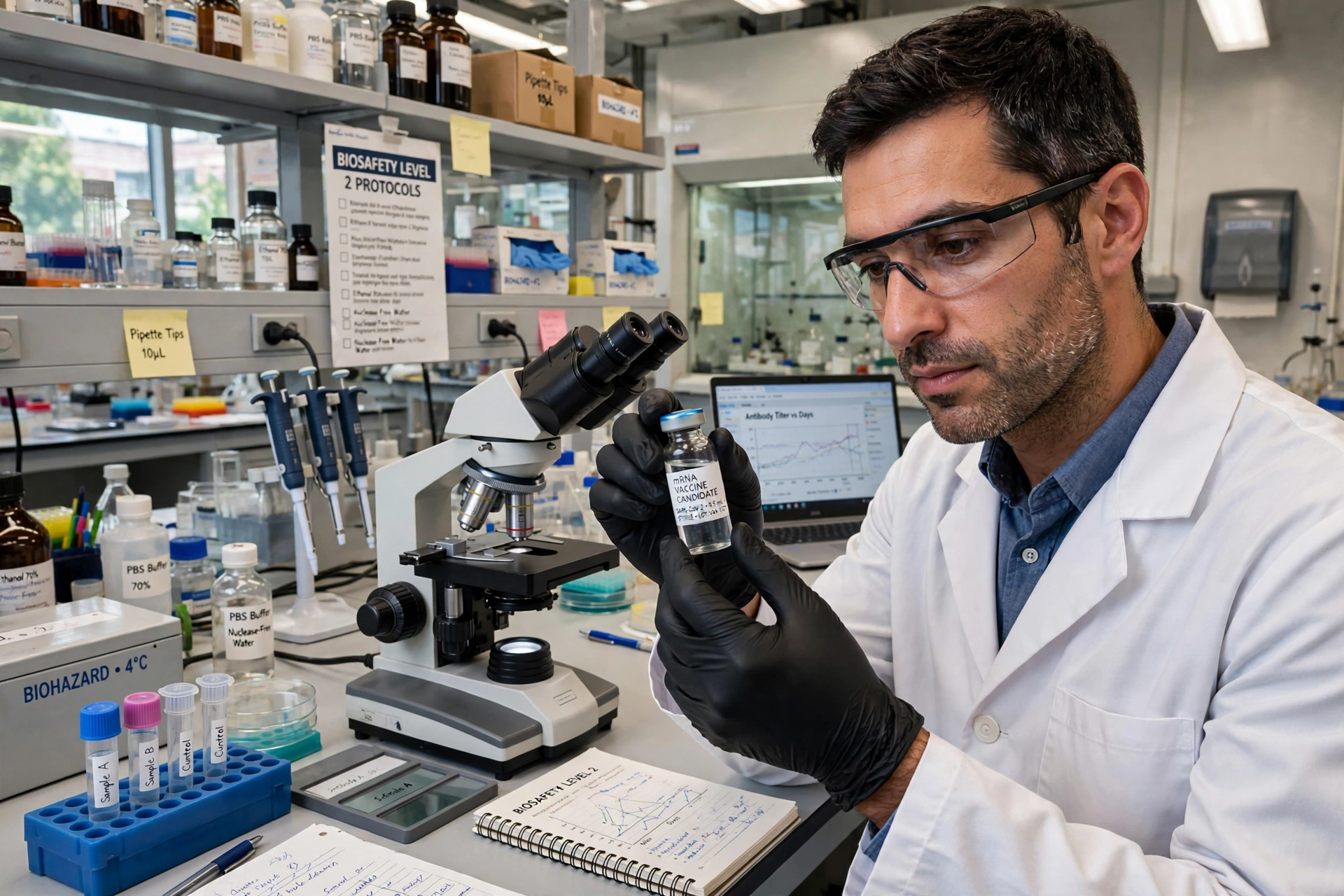 Personalised Vaccine Joins Fight Against Ovarian Cancer Researchers working on a personalised cancer vaccine in a laboratory